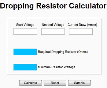 Dropping Resistor Calculator