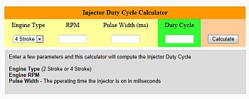 Fuel Injector Duty Cycle Calculator
