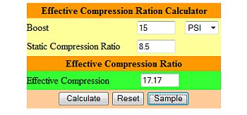 Effective Compression Ratio Calculator