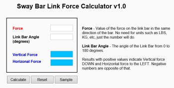 Sway Bar Link Force Calculator
